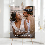 Whimsical Calligraphy Photo Wedding Welcome Sign<br><div class="desc">This elegant wedding welcome sign features modern calligraphy with a photo.  For more advanced customization of this design,  please click the Customize Further link to change font,  size,  and colour.</div>