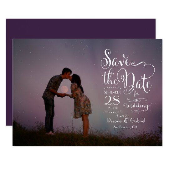 Whimsical Calligraphy Script Photo Save the Date Card