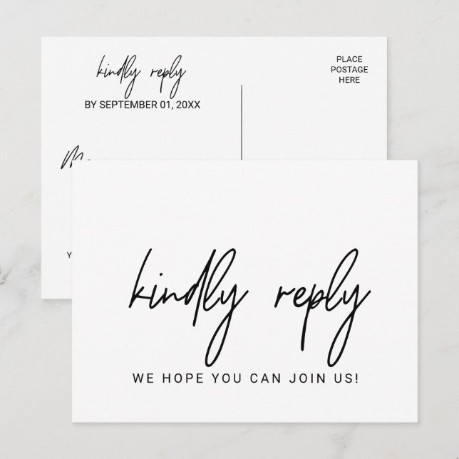 Whimsical Calligraphy Song Request RSVP Postcard (Front/Back)