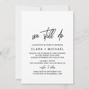 Whimsical Calligraphy Vow Renewal Invitation