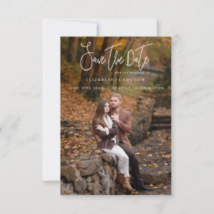 Whimsical Calligraphy Wedding Photo Engagement Save The Date