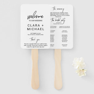 Whimsical Calligraphy Wedding Program Hand Fan