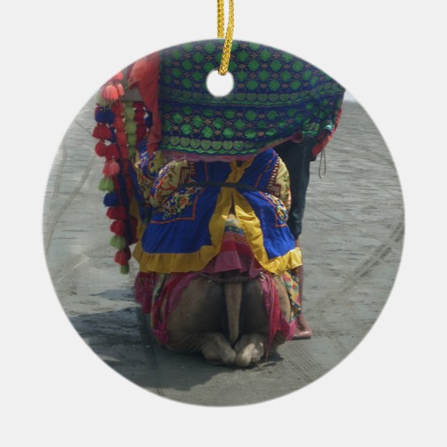 Whimsical Camel Art Print/Graphic Ceramic Ornament (Front)