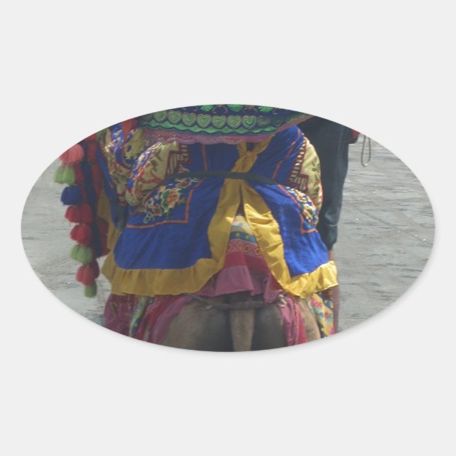 Whimsical Camel Art Print/Graphic Oval Sticker (Front)