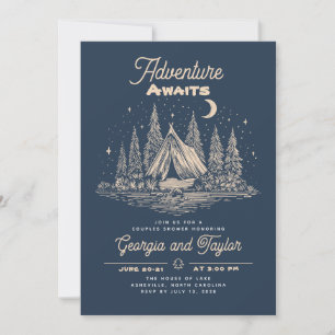 Whimsical Camping Couples Shower Adventure Awaits  Invitation