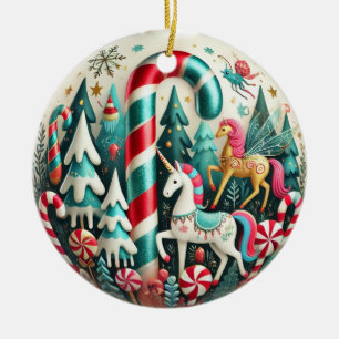 Whimsical Candy Cane Forest Christmas Ornament – P