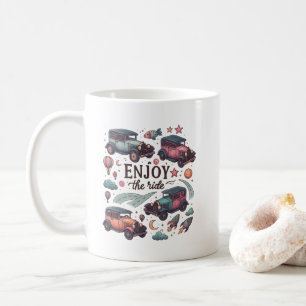 Whimsical Car & Cosmic Mug with Stars