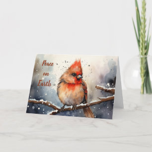 Whimsical Cardinal Christmas Card 