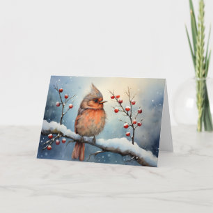 Whimsical Cardinal Christmas Card 