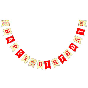 Whimsical Carnival Circus or Fair Happy Birthday Bunting Flags