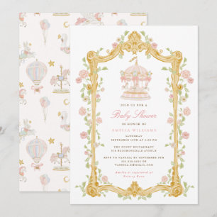 Whimsical Carousel Baby Shower Invitation