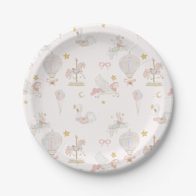 Whimsical Carousel Baby Shower Plate (Front)