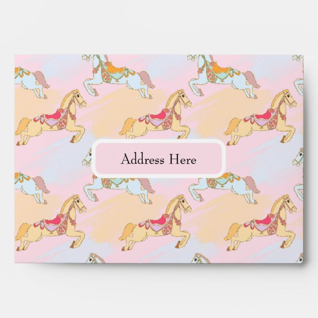 Whimsical Carousel Birthday Envelope  (Front)