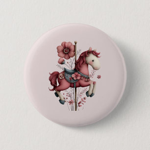 Whimsical Carousel Horse Image 2 Inch Round Button