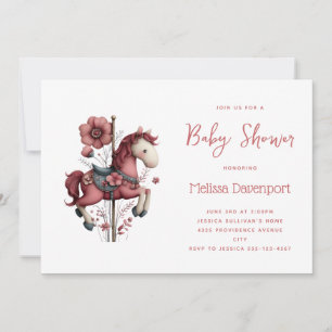 Whimsical Carousel Horse Image Baby Shower Invitation