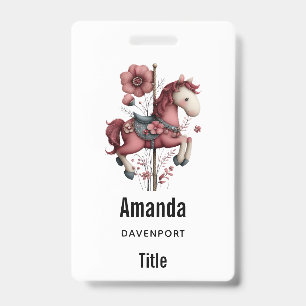 Whimsical Carousel Horse Image Badge