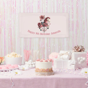 Whimsical Carousel Horse Image Birthday Banner