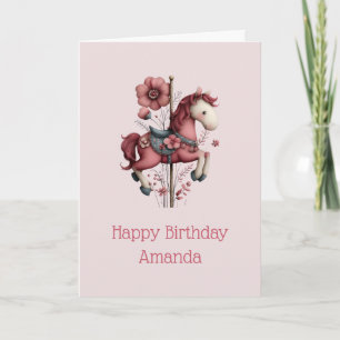 Whimsical Carousel Horse Image Birthday Card