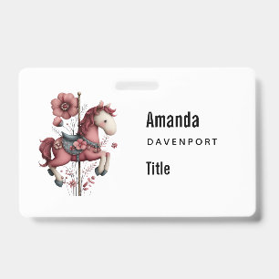 Whimsical Carousel Horse Image Business Badge