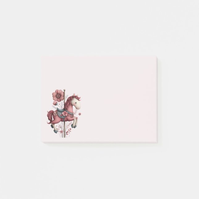 Whimsical Carousel Horse Image Post-it Notes (Front)