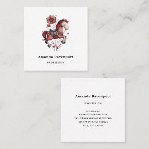 Whimsical Carousel Horse Image Square Business Card