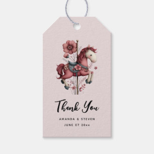 Whimsical Carousel Horse Image Wedding Gift Tags