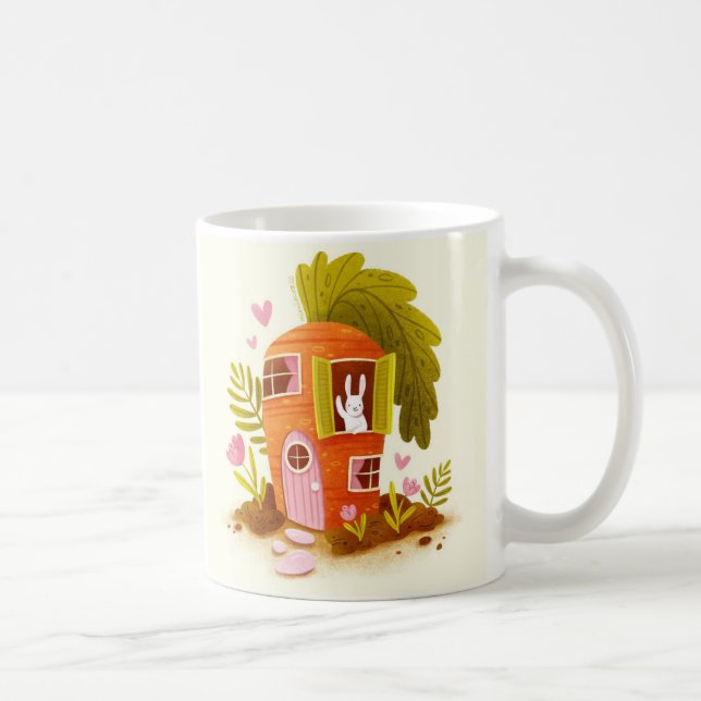 Whimsical Carrot Bunny House Mug Cute Farm Animals (Droite)