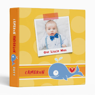 Whimsical Cartoon Blue Boy Whale Fun Dots Kids Binder