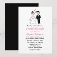 Whimsical Cartoon Bride Groom Black Wedding