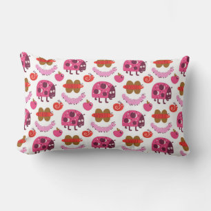 Whimsical Cartoon Bugs And Fruits Pattern Lumbar Pillow