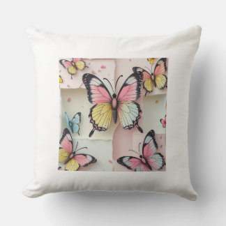 🦋 Whimsical Cartoon Butterfly Pillow – Cute Natur