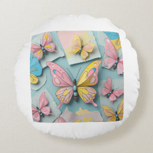 🦋 Whimsical Cartoon Butterfly Pillow – Cute Natur
