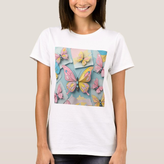 🦋 Whimsical Cartoon Butterfly T-Shirt – Cute Natu (Front)