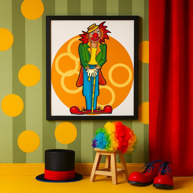 Whimsical Cartoon Clown with Bright Colours Poster (Creator Uploaded)