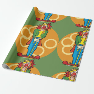 Whimsical Cartoon Clown with Bright Colours Wrapping Paper