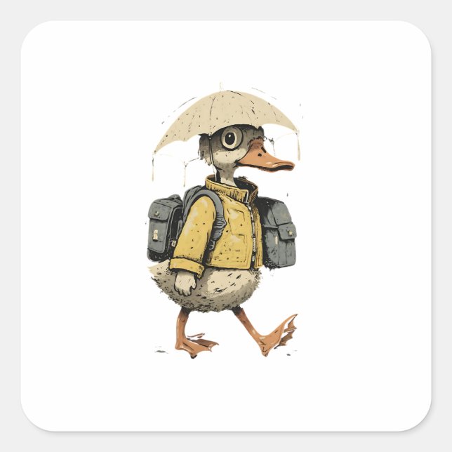 Whimsical Cartoon Duck  Square Sticker (Front)