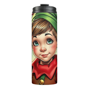 Whimsical Cartoon Elf   Christmas   Thermal Tumbler