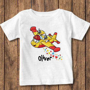 Whimsical Cartoon Firefighter Plane  Baby T-Shirt