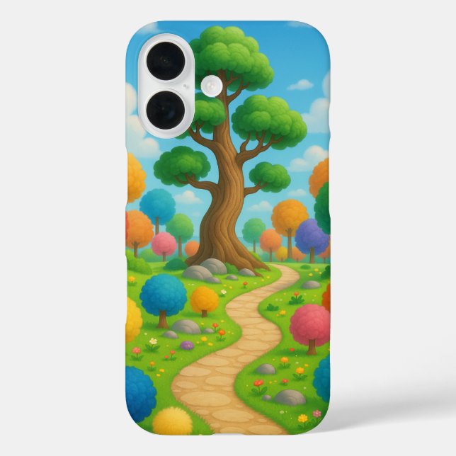 Whimsical Cartoon Forest Path with Rainbow Trees – Case-Mate iPhone Case (Back)