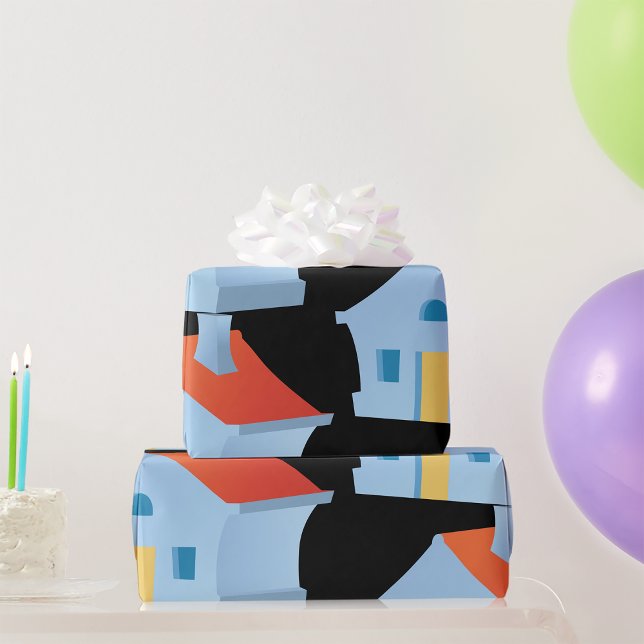 Whimsical Cartoon House Colourful Playful Home Wrapping Paper (Creator Uploaded)