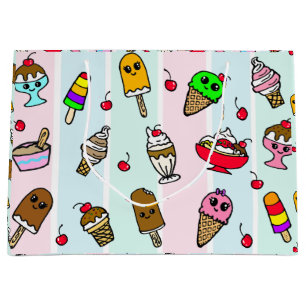 Whimsical Cartoon Ice Cream Birthday Large Gift Bag