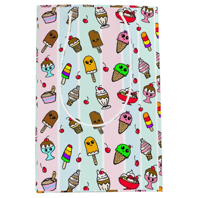 Whimsical Cartoon Ice Cream Birthday Medium Gift Bag (Front)