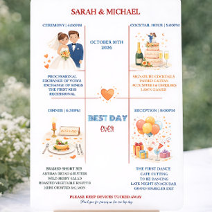 Whimsical Cartoon Icons Wedding Timeline Program