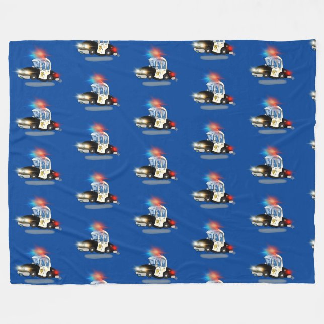 Whimsical cartoon police cars fleece blanket (Front (Horizontal))