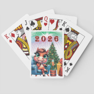 Whimsical Cartoon Pony – 2026 Holiday Celebration Playing Cards
