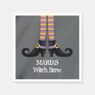 Whimsical Cartoon Witch Funny Custom Halloween Napkin