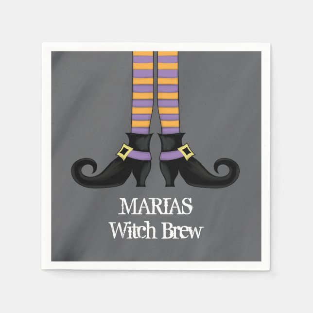 Whimsical Cartoon Witch Funny Custom Halloween Napkin (Front)