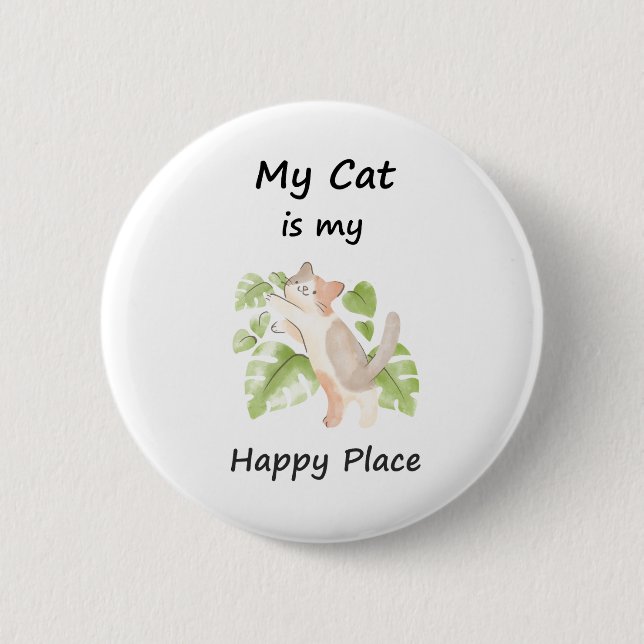 Whimsical Cat 2 Inch Round Button (Front)