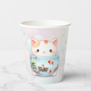 Whimsical Cat Adventure Paper Cups