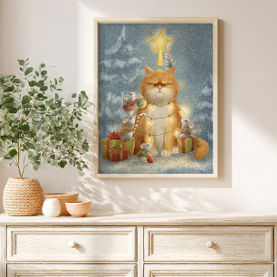 Whimsical cat and mose Storybook kids Poster